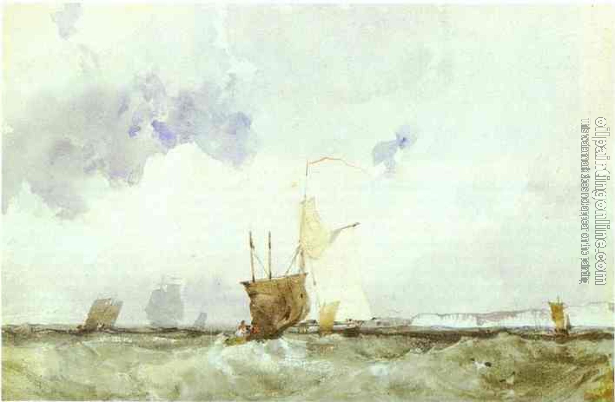 Richard Parkes Bonington - Vessels in a Choppy Sea